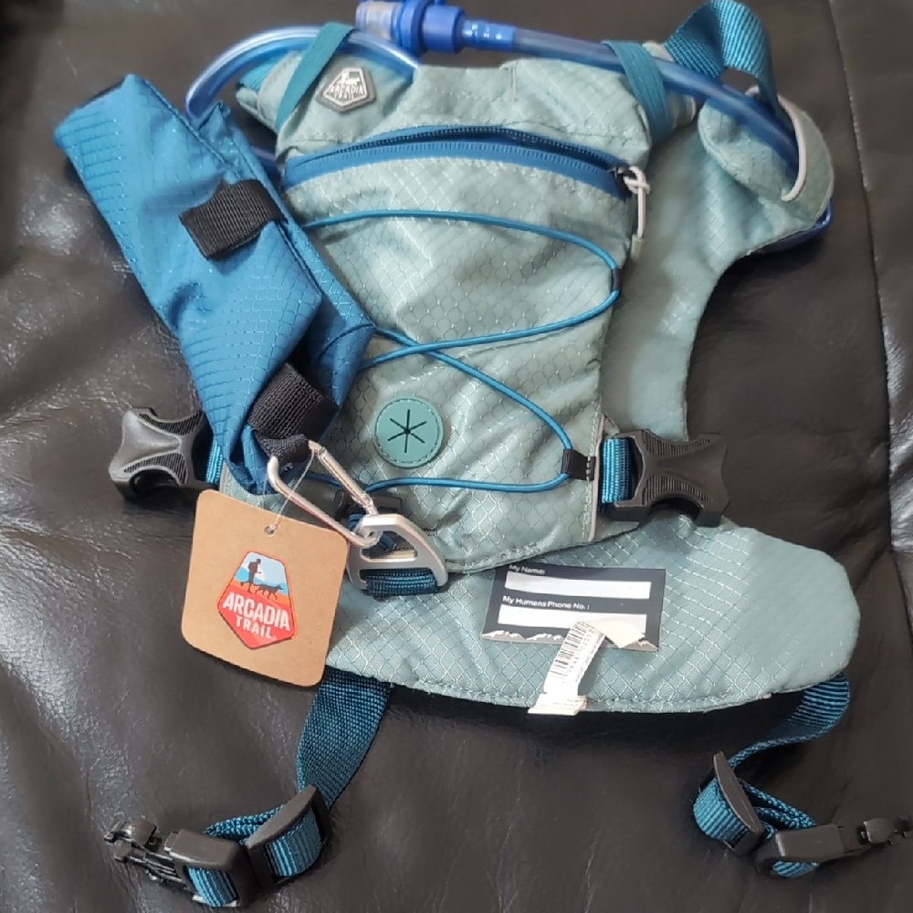 Arcadia Trail Hydration Dog Harness in Teal & Blue - Medium
